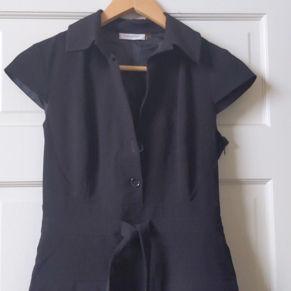 Calvin Klein Sexy black dress with tie and collar